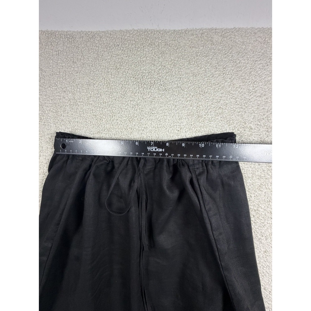Womens Black Linen Maxi Skirt Drawstring Waist Flounce Hem Boho Unbranded - Picture 6 of 8